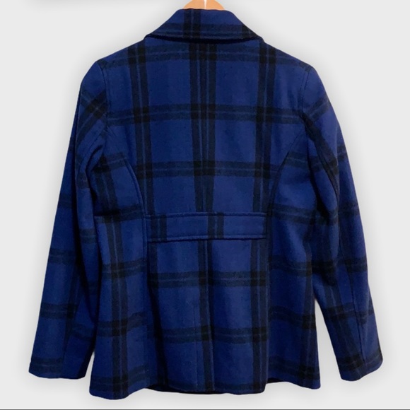 OLD NAVY Excellent used condition blue plaid peacoat - Picture 2 of 6